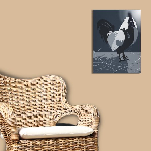カントリー動物の鶏ダークブルーのキッチンウォールアート ポスター
