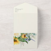 カントリー向日葵 | 緑と黄色のシールと発送 オールインワン招待状 (外側)