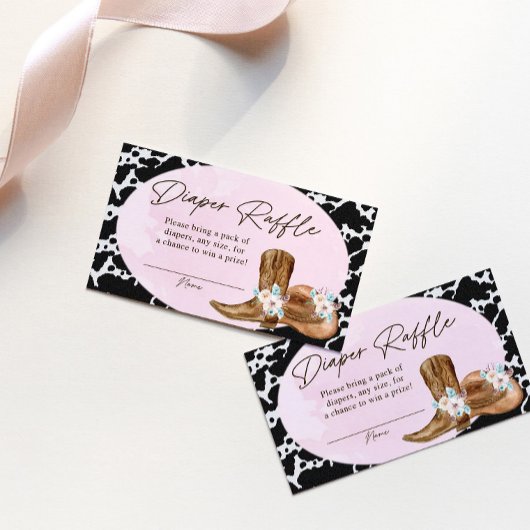 カントリー女性のカーボーイおむつラッフルカード エンクロージャーカード