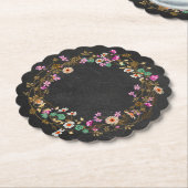 カントリー女性のカーボーイスタイルフローラリースアートモチーフ ペーパーコースター (アングル)