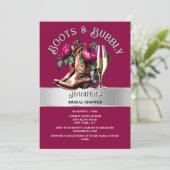 カントリー女性のカーボーイブーツ壮大なフローラバブリー釉薬 招待状 (スタンド正面)