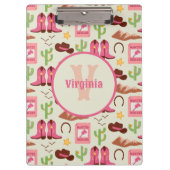 カントリー女性のカーボーイブーツ愛らしいスティックホースウェスタン クリップボード (正面)