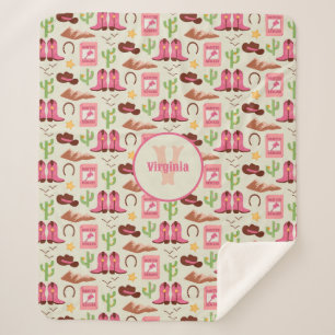 カントリー女性のカーボーイブーツ愛らしいスティックホースウェスタン シェルパブランケット