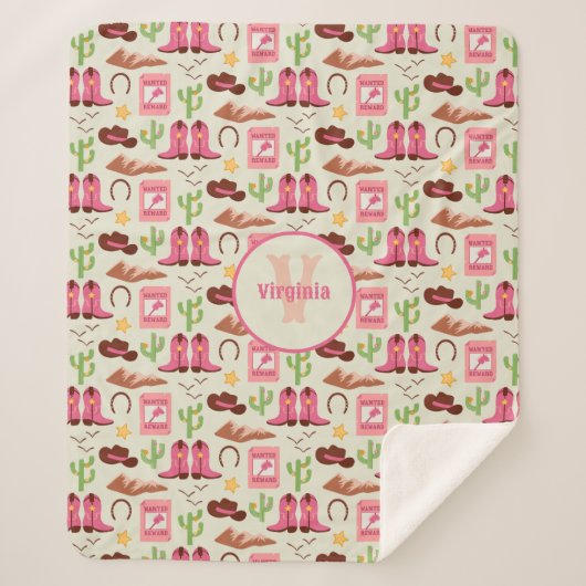 カントリー女性のカーボーイブーツ愛らしいスティックホースウェスタン シェルパブランケット (正面)