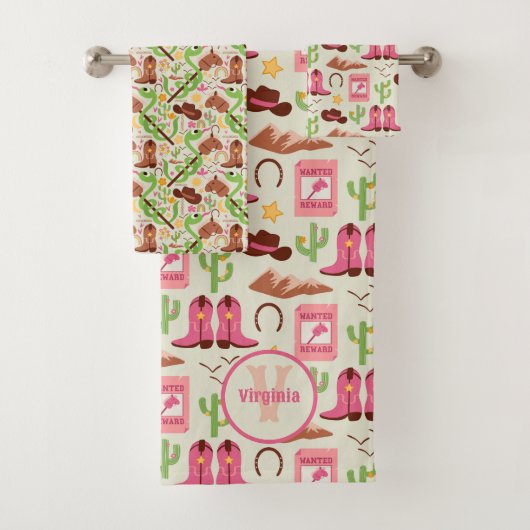 カントリー女性のカーボーイブーツ愛らしいスティックホースウェスタン バスタオルセット (インサイチュ)