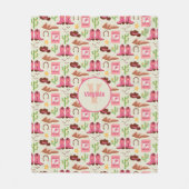 カントリー女性のカーボーイブーツ愛らしいスティックホースウェスタン フリースブランケット (正面)