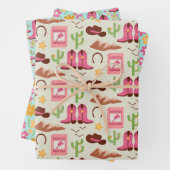 カントリー女性のカーボーイブーツ愛らしいスティックホースウェスタン ラッピングペーパーシート (インサイチュ)