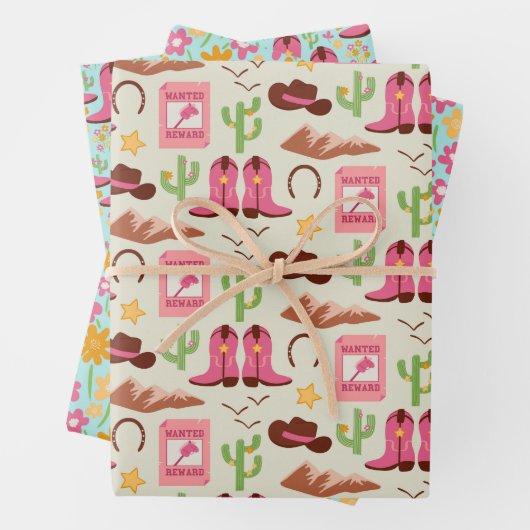 カントリー女性のカーボーイブーツ愛らしいスティックホースウェスタン ラッピングペーパーシート (インサイチュ)