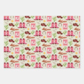 カントリー女性のカーボーイブーツ愛らしいスティックホースウェスタン ラッピングペーパーシート (正面)