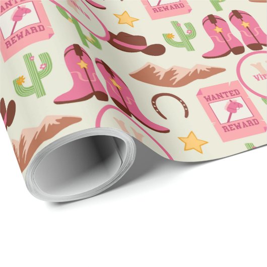 カントリー女性のカーボーイブーツ愛らしいスティックホースウェスタン ラッピングペーパー (ロールコーナー)