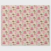 カントリー女性のカーボーイブーツ愛らしいスティックホースウェスタン ラッピングペーパー (フラット)