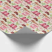 カントリー女性のカーボーイブーツ愛らしいスティックホースウェスタン ラッピングペーパー (角)