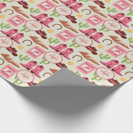 カントリー女性のカーボーイブーツ愛らしいスティックホースウェスタン ラッピングペーパー (角)