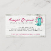 カントリー女性のカーボーイブーツ&シャビーバラウッド素朴 名刺 (裏面)