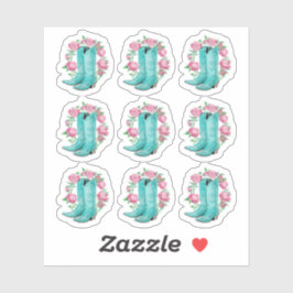 カントリー女性のカーボーイブーツ&シャビーバラプランナーシート シール