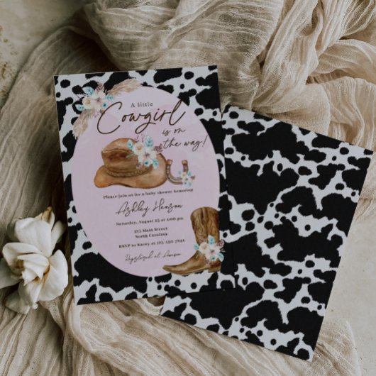 カントリー女性のカーボーイベビーシャワー招待状 招待状