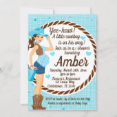 カントリー女性のカーボーイ男の赤ちゃんシャワー 招待状 (正面)