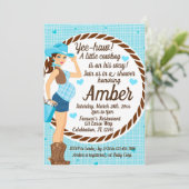 カントリー女性のカーボーイ男の赤ちゃんシャワー 招待状 (スタンド正面)