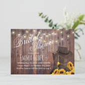 カントリー女性のカーボーイ素朴サンフラワーズブライダルシャワー 招待状 (スタンド正面)