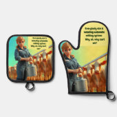 カントリー居心地の良い搾乳オーブンミットとポットホルダーセット 鍋つかみ&鍋敷きセット (正面)