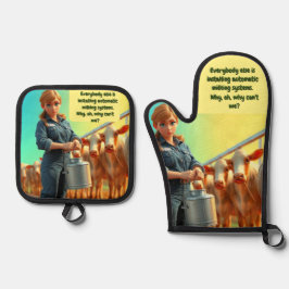 カントリー居心地の良い搾乳オーブンミットとポットホルダーセット 鍋つかみ&鍋敷きセット