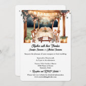 カントリー屋外トスカーナ結婚スタイルのストリングライト 招待状 (正面/裏面)