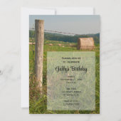 カントリー干し草の山牧場の誕生日パーティー 招待状 (正面)