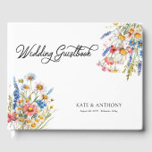 カントリー数々のワイルドフラワー色のフローラ結婚ズ ゲストブック (正面)