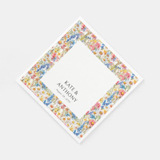 カントリー数々のワイルドフラワー色のフローラ結婚ズ スタンダードランチョンナプキン (角)