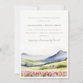 カントリー春フローラフ結婚ランドスケープ記念日 招待状 (正面)