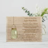 カントリー木製素朴メイスンジャー結婚式招待状 招待状 (スタンド正面)