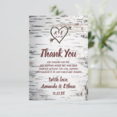 カントリー樺の木ツリーバークハート素朴アロー結婚ズ サンキューカード (スタンド正面)