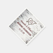 カントリー樺の木ツリーバークハート素朴アロー結婚ズ スタンダードカクテルナプキン (角)