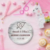 カントリー樺の木ツリーバークハート素朴アロー結婚ズ ペーパープレート (パーティー)