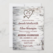 カントリー樺の木ツリーバークハート素朴アロー結婚ズ 招待状 (正面)