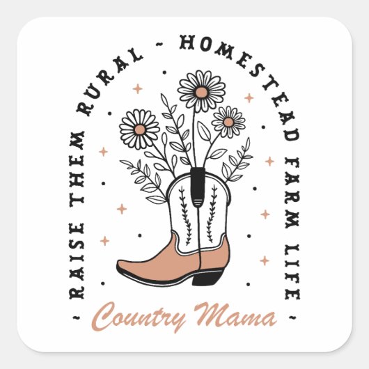 カントリー母ママ母ホームステッド自家製引用文 スクエアシール (正面)