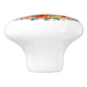 カントリー水色チキンロスターフローラブーケ セラミックノブ (側面)