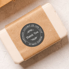 カントリー炭グレー手作りありがとう ラウンドシール