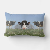 カントリー牛とカスタマイズ可能な牛顔 ランバークッション (正面)