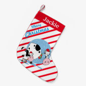 カントリー牛とサンタハッツクリスマスストッキング スモールクリスマスストッキング (正面 (吊り時))