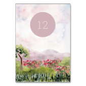 カントリー牧草地の水の色結婚の編集可能 テーブルナンバー (正面)