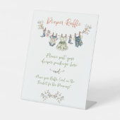 カントリー物干し用ベビーシャワーおむつラッフル 台座サイン (正面)