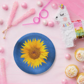 カントリー王室のヒマワリ結婚ブルー ペーパープレート (パーティー)