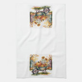 カントリー秋の収穫、ヴィンテージ秋収穫 キッチンタオル (縦)