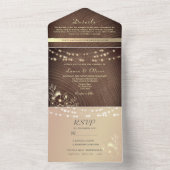 カントリー秋の納屋の木のウェディング オールインワン招待状 (内側)