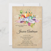 カントリー秋ライトガールベビーシャワー 招待状 (正面)