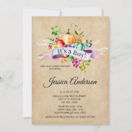 カントリー秋ライトボーイ赤ちゃんシャワー 招待状