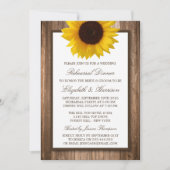 カントリー素朴ひまわりウッドリハーサルディナー 招待状 (正面)