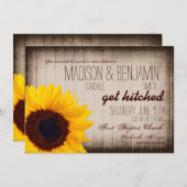 カントリー素朴ひまわりウッド結婚式招待状 招待状 (正面/裏面)