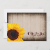 カントリー素朴ひまわりウッド結婚式招待状 招待状 (裏面)